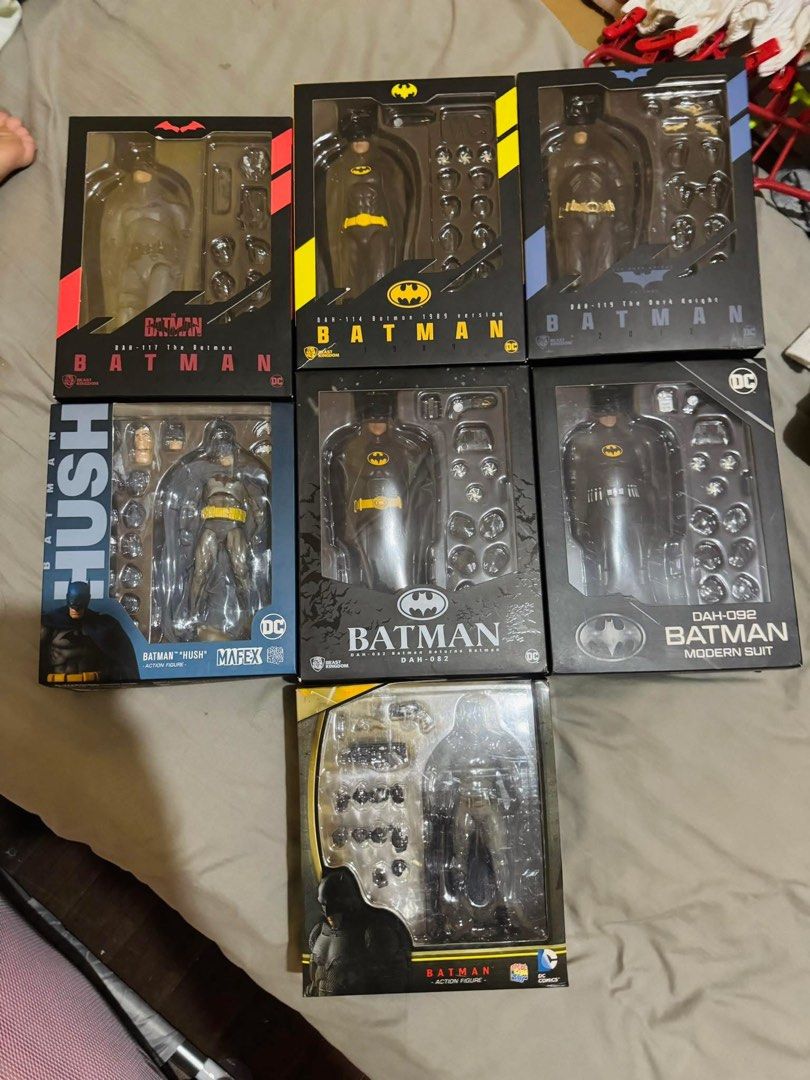 Mafex Batman / Beastkingdom Batman (Category: Figurines & Statues) located in Paranaque City. Submitted by icko007 (Listing ID 1456290048, Image 1). Description: Mafex Batfleck Batman - Bib 2.8k Only BeastKingdom batman Keaton 1989 - 2.7k Only BeastKingdom The batman Pattinson - 2.7k Only BeastKingdom batman The dark knignt - 2.7k Only BeastKingdom batman Return - 2.7k Only BeastKingdom batman Batman Modern suit - 2.7k Only Mafex Batman Hush - SO