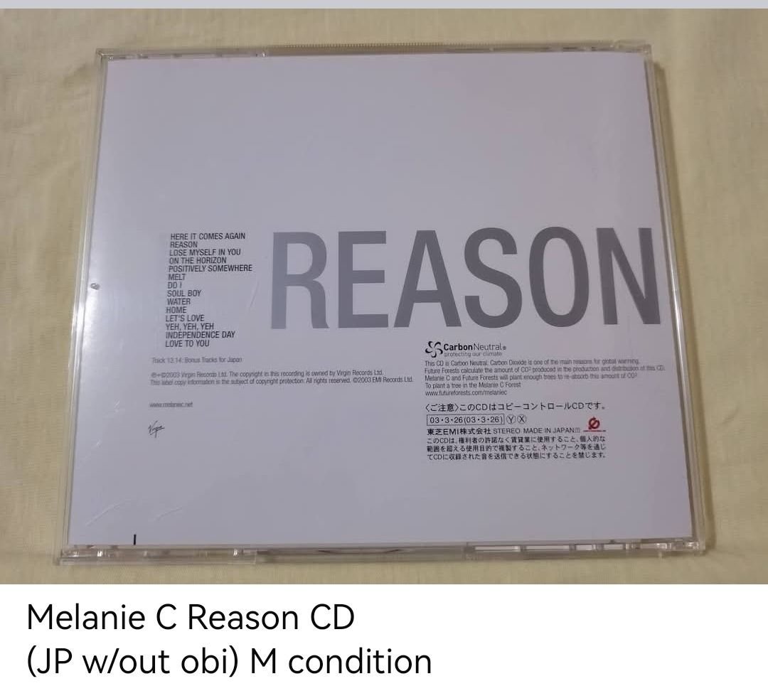Melanie C Reason CD (unsealed) (Category: CDs & DVDs) located in Dangcagan. Submitted by cd_haven5 (Listing ID 1456294754, Image 2). Description: #FORSALE #FORSALE #FORSALE #Authentic #Legit #Original We only sell original items. All items posted are on hand. Please message me for availability of the item/s because the items are also posted on my other online stores. All items are imported unless stated PH. We also accept Pre-orders. Payment Meth