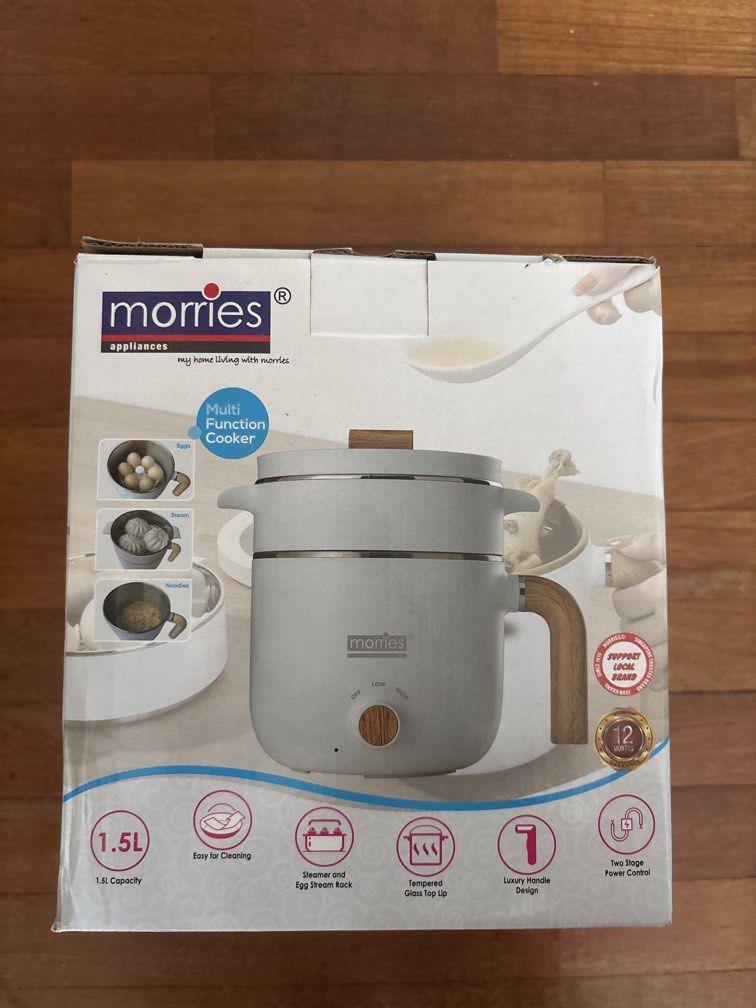 Morries multi function cooker (Category: Cookers) located in Singapore. Submitted by snoopyingaround (Listing ID 1456255015, Image 1). Description: Used a few times but cooker still looks as good as new. Steamer unused .