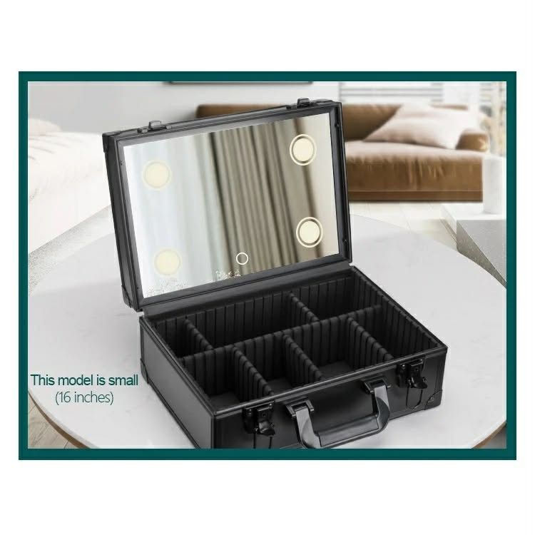 New Upgraded Makeup Case with Lights & Mirror (Category: Makeup) located in Manila. Submitted by ziuelle (Listing ID 1456333876, Image 3). Description: - New & upgraded make up case (35x25x15CM) - 6 high-brightness LED lights with adjustable brightness - 3 color temperature settings - Built-in rechargeable battery - Includes power supply and Type-C jack - Can be hung on luggage - Seismic, waterproof, and corrosion-resistant - Comfortable and dura