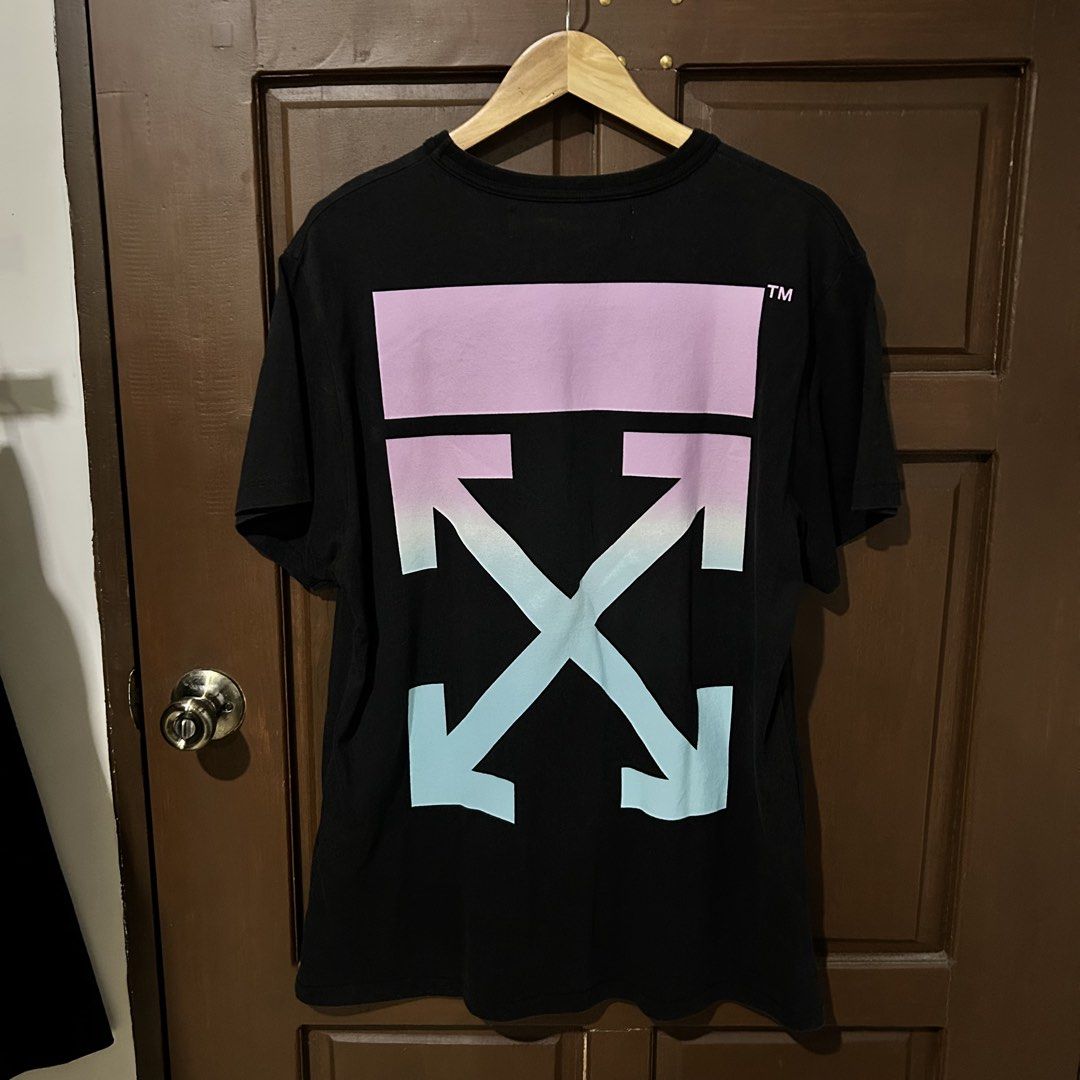 Off White Rainbow Tee Black (Category: Tshirts & Polo Shirts ) located in Dagupan City. Submitted by macavex (Listing ID 1456327183, Image 1). Description: M on tag, fits Large 21” x 30” Minor crack print*.