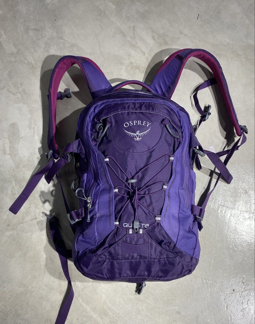 Osprey Quasar Purple Backpack (Category: Backpacks) located in Manila. Submitted by eddjohn (Listing ID 1456344134, Image 1). Description: - Osprey Quasar backpack in vibrant purple. - Ideal for hiking adventures oru everyday commuting. - Features multiple pockets for organized storage. - Adjustable straps ensure a comfortable, customized fit. - Padded and breathable back panel for enhanced comfort. - Spacious interior to carry all your essential