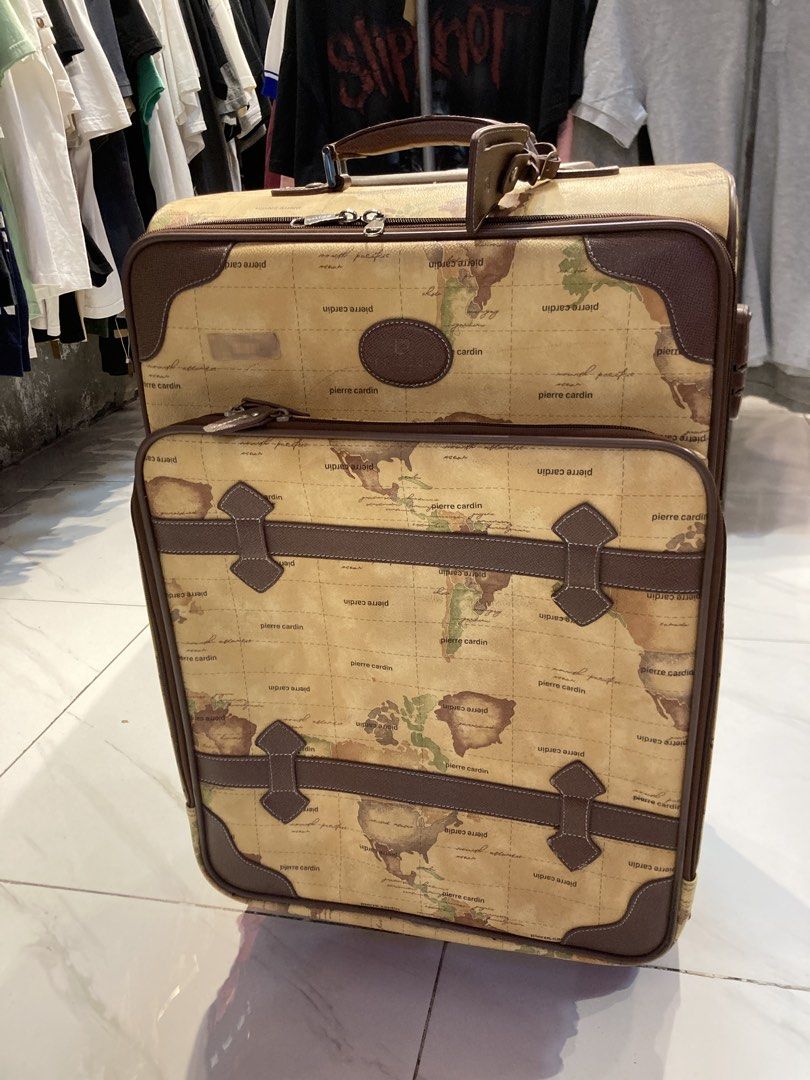 Pierre Cardin World Map Luggage Set (Category: Luxury Bags & Wallets) located in Quezon City. Submitted by janisu0303 (Listing ID 1456408582, Image 1). Description: - Vintage Pierre Cardin Map luggage set - Features a cool all-over world map print -10,000 php - Includes one large suitcase and one smaller carry-on bag - bags have wheels and handles for easy transport - Large suitcase has a combination lock - Ideal for travel enthusiasts Fairview a