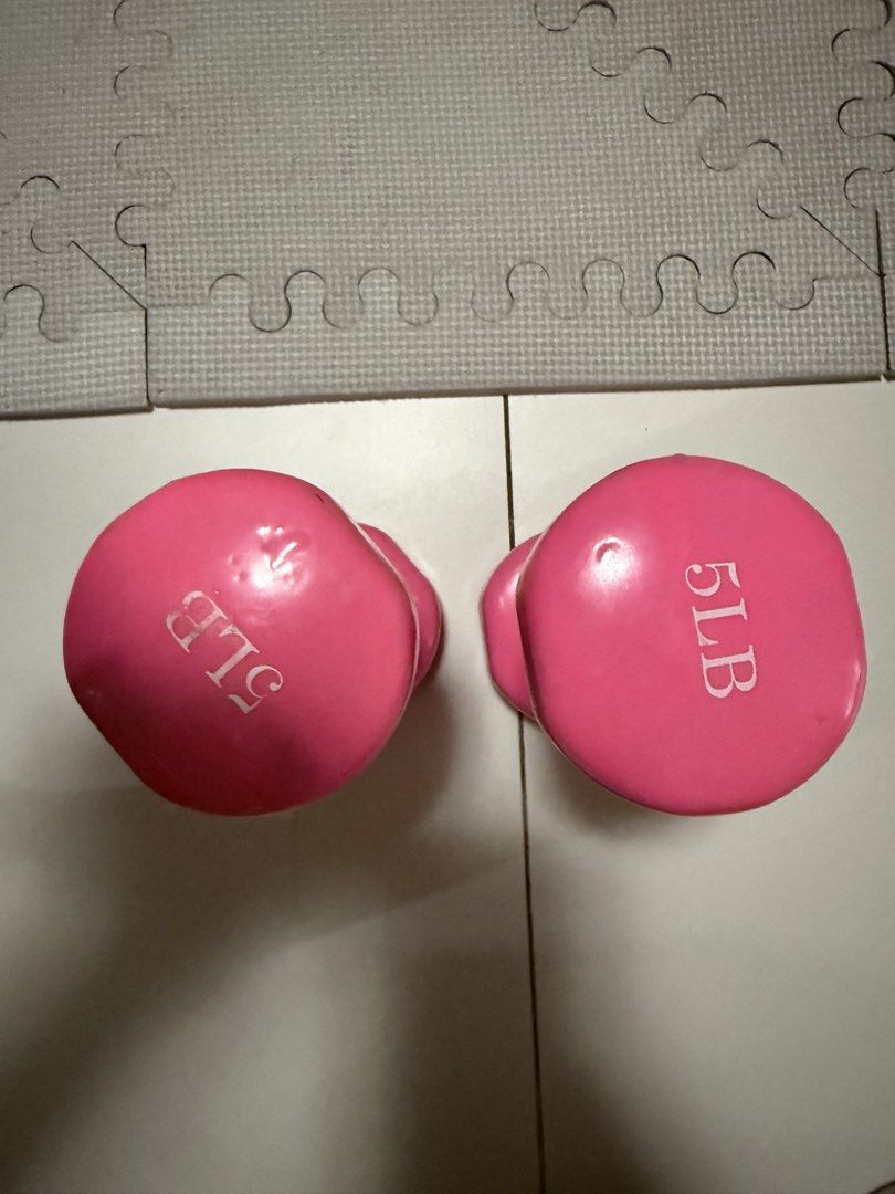 Pink 5lb Dumbbells (Pair) (Category: Weights & Dumbbells) located in Paranaque City. Submitted by bratty.20 (Listing ID 1456237863, Image 2). Description: - Pair of pink 5lb dumbbells - Ideal for home workouts - Clearly marked weight on each dumbbell - Bright and cheerful pink color - Suitable for toning and strength training.
