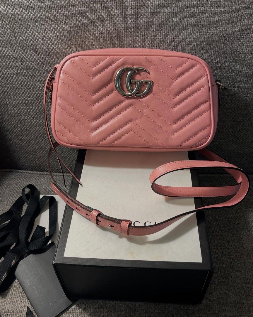 Pink Gucci GG Marmont Leather (Category: Luxury Bags & Wallets) located in Manila. Submitted by elena.salazar (Listing ID 1456373810, Image 1). Description: 🔥 – SULIT FIND DEAL! 🔥 ✨ PRELOVED pero parang BAGO! (9.9/10 Condition!) ✨ ✅ Full Set: May box, dust bag, receipt, at complete accessories! 📜 CERTIFIED AUTHENTIC! May Entrupy Certificate – Walang duda, legit ‘to! 💼 Bakit kailangan mo ‘to? ✔️ Super classic & versatile! Pwedeng pang everyday