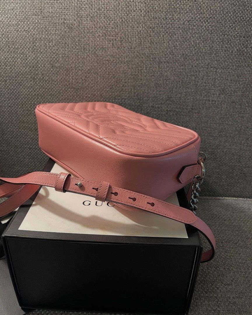 Pink Gucci GG Marmont Leather (Category: Luxury Bags & Wallets) located in Manila. Submitted by elena.salazar (Listing ID 1456373810, Image 3). Description: 🔥 – SULIT FIND DEAL! 🔥 ✨ PRELOVED pero parang BAGO! (9.9/10 Condition!) ✨ ✅ Full Set: May box, dust bag, receipt, at complete accessories! 📜 CERTIFIED AUTHENTIC! May Entrupy Certificate – Walang duda, legit ‘to! 💼 Bakit kailangan mo ‘to? ✔️ Super classic & versatile! Pwedeng pang everyday