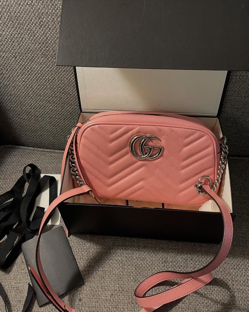 Pink Gucci GG Marmont Leather (Category: Luxury Bags & Wallets) located in Manila. Submitted by elena.salazar (Listing ID 1456373810, Image 2). Description: 🔥 – SULIT FIND DEAL! 🔥 ✨ PRELOVED pero parang BAGO! (9.9/10 Condition!) ✨ ✅ Full Set: May box, dust bag, receipt, at complete accessories! 📜 CERTIFIED AUTHENTIC! May Entrupy Certificate – Walang duda, legit ‘to! 💼 Bakit kailangan mo ‘to? ✔️ Super classic & versatile! Pwedeng pang everyday