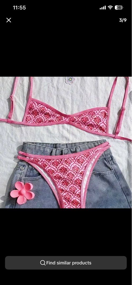 Sexy Micro Bikini Set (Category: Bikinis & Swimsuits) located in San Mateo. Submitted by precious.03 (Listing ID 1456392009, Image 2). Description: - Adorable pink bikini with a fun patterned design. - Features a stylish halter neck top. - Comes with matching bikini bottoms. - Ideal for beach days, pool parties, or your next vacation. - Comfortable and fashionable for a great summer look..