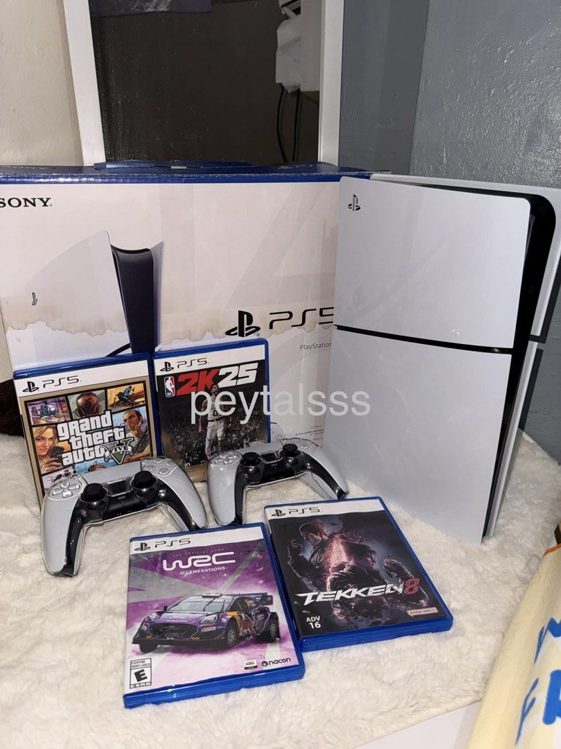 PlayStation5 Slim - 1TB (Category: PlayStation) located in Quezon City. Submitted by peytangs (Listing ID 1456248143, Image 1). Description: PlayStation 5 (Slim) - 1-TB - used 7 times - complete w/ box (may mark lang yung box) - 2 DualSense Wireless Controller (2/ case) - no dents naalagaan maigi hehe - w/ 4 games * GTA 5 * NBA 2k25 * W2C III Generations * Tekken 8 can do meet-up gateway 2, sb tomas morato .