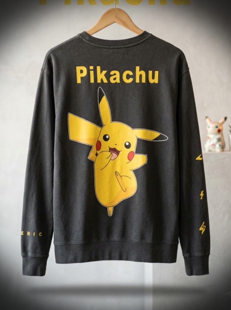 Pokemon x Peacebird Collection Pikachu Sweater (Collab rare) (Category: Coats, Jackets and Outerwear) located in Manila. Submitted by liliaplay (Listing ID 1456289832, Image 2). Description: Authentic!! Collaboration Pre-loved Imported Thick and hard cloth semi lightweight solid Patch embroidered on front Solid Prints design Collection size Large 22 x 28 No Issue, just need wash Lowered to its negotiable price Payment 1st shipped.