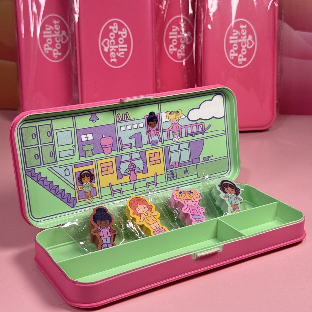 Polly Pocket Boxlunch Exclusive Pencil Case (Category: Kids Toys) located in Cebu City. Submitted by danzysdaintydollies (Listing ID 1456239478, Image 2). Description: - Adorable pink Polly Pocket metal pencil case. - Includes 4 cute character erasers. - Features a fun house design inside. - Perfect for stationery enthusiasts and collectors. - Brand new and sealed in original packaging. - Limited availability .