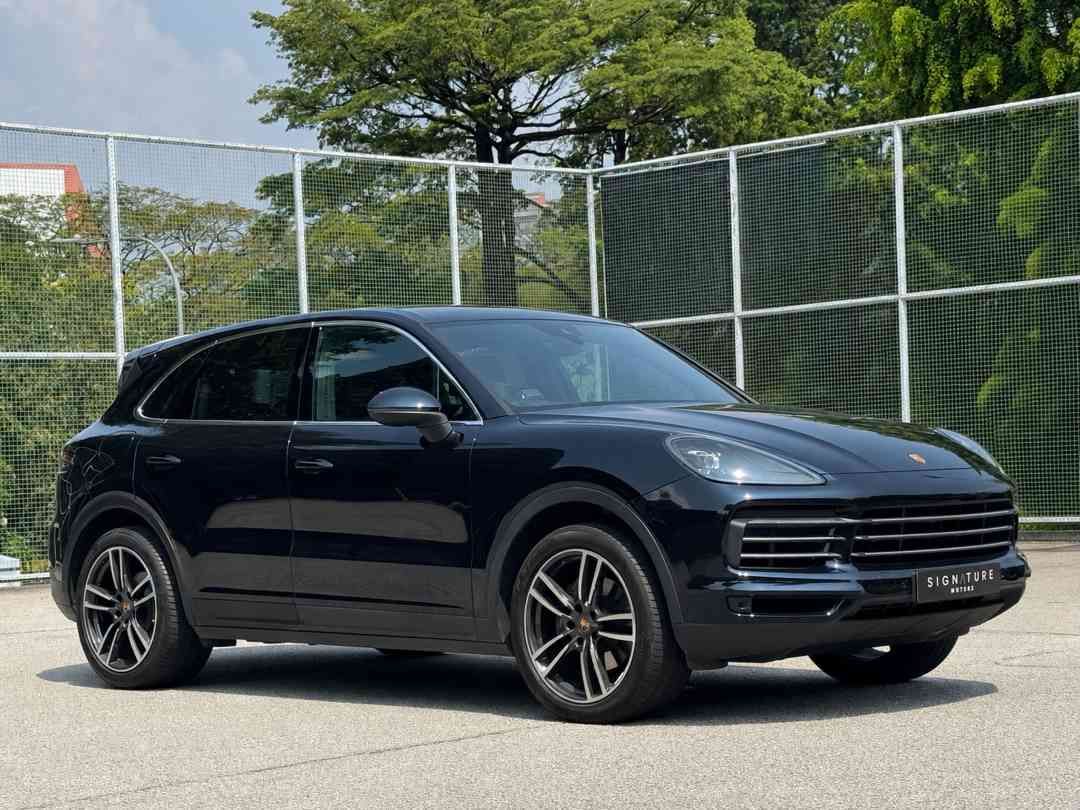 Porsche Cayenne 3.0 (A) (Category: Used Cars) located in Singapore. Submitted by signaturemotors (Listing ID 1456312836, Image 2). Description: Showroom: 237 ALEXANDRA ROAD 237 Alexandra Road #02-04 Singapore 159929 1 Owner! Full Agent Maintained! Still Under Warranty! Moonlight Blue Metallic Paintwork With Black/Bordeaux Red Two-Tone Leather Interior Combination. Come With Porsche Signature facelifted Four-Point Daytime Running Lights. Ambient L