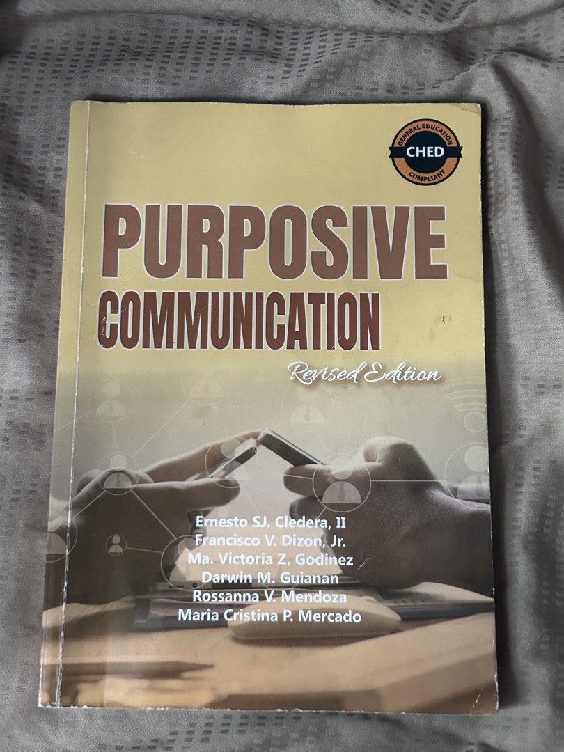 Purposive Communication (Revised Edition) Textbook (Category: Textbooks) located in Quezon City. Submitted by defsoulcart (Listing ID 1456302073, Image 1). Description: 🛒 wts lfb ph 📚 Purposive Communication Textbook - Publisher: Mutya Publishing House, Inc. 🏷️ PHP 180 ✳︎ there are some missing pages from the activities ✳︎ no writings & higlights 📩 dm me to claim.