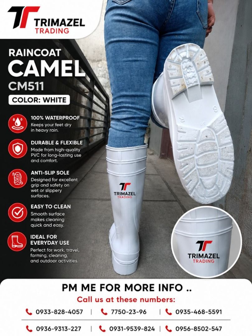 RAIN BOOTS CAMEL (Category: Looking For) located in Caloocan City. Submitted by trzl_liza14 (Listing ID 1456238008, Image 1). Description: ✅ Guaranteed lowest price ✅ Quality products ✅ Big discount for bulk orders ✅ 100% LEGIT TRUSTED SUPPLIER! ✅ With Complete Legal Documents ✅ BIR Registered We Supply All Kinds Of PPE Supplies, Raincoat, Hard Hat, Cooler Box, Plastic Trash Bin, Road Barriers, Kayak Boats, Crystal Kayak, Traffic Cone, T-Bollards