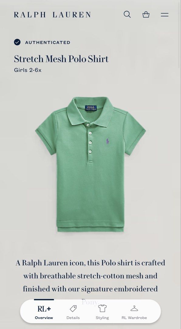 Ralph Lauren Polo Shirt (Category: Babies & Kids Fashion) located in Pasig City. Submitted by ksann (Listing ID 1456281714, Image 1). Description: Original scannable qrcode outgrown bihira lang nasuot selling low na po.