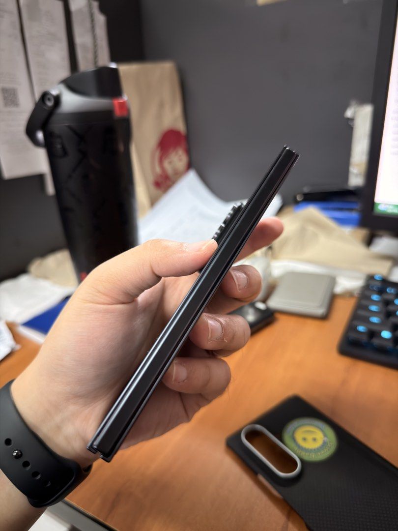 Samsung Galaxy Fold 7 512gb (Category: Samsung) located in Pasig City. Submitted by josh.lim1 (Listing ID 1456312649, Image 3). Description: Samsung Galaxy Fold 7 Black - 512gb For Sale Only Very good condition, no dents, no dead pixels. Great phone for doomscrolling and productivity alike. Screen protector installed on external display since day 1 Comes with original box, charging cable, and extra cases worth well over 3k and an extra screen pro