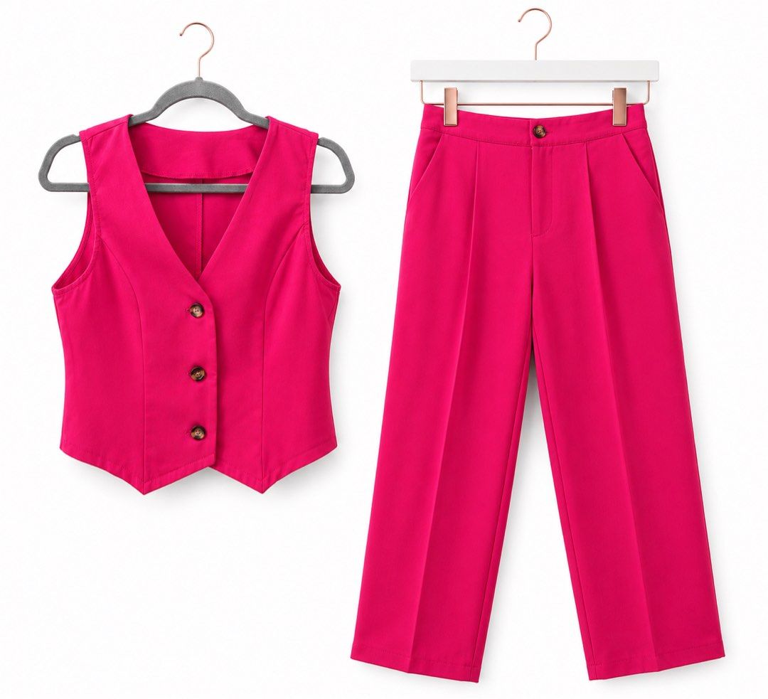 Shein Fuchsia Pink Coordinates (Category: Sets or Coordinates) located in Quezon City. Submitted by reyna.1106 (Listing ID 1456353482, Image 1). Description: Fuchsia Pink - Medium In very good condition Bust: 37.8 in Waist: 28.7in.