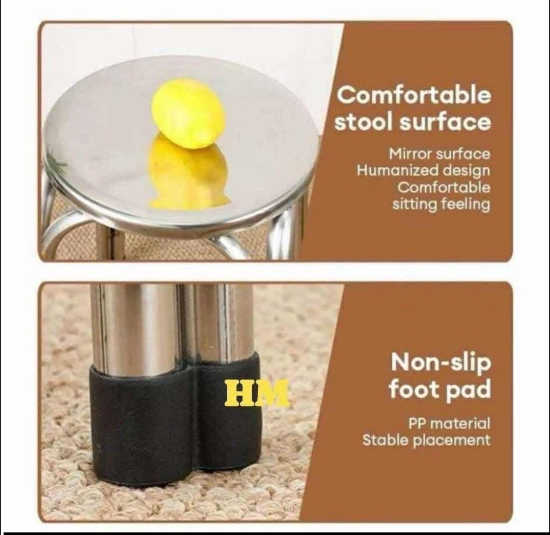 Stainless Steel Stool - Stackable, Durable, Non-slip (Category: Chairs) located in Manila. Submitted by iliasjen3082126 (Listing ID 1456298570, Image 3). Description: - Sleek stainless steel stools with a mirror-like finish. - Comfortable seating for extended use. - Stable and secure with non-slip PP foot pads. - Durable thickened pipe supports up to 200 lbs. - Space-saving stackable design. - Versatile and stylish addition to any home or space. 