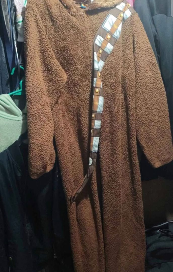 Star Wars Chewbacca Costume Onesie (Category: Sleep and Loungewear) located in Quezon City. Submitted by kuyaclaw (Listing ID 1456256301, Image 2). Description: - Brown fuzzy onesie - Size: XL-Large - Material: 100% Polyester - Ideal for parties or lounging - Get ready to roar!.