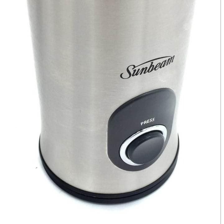 SUNBEAM EM0405 Personal Coffee Bean Grinder (Category: Coffee Machines & Makers) located in Pasay City. Submitted by enrico_appliances (Listing ID 1456305540, Image 3). Description: - Brand: Sunbeam - Model: EM0405 - Material: Durable stainless steel - Design: Compact and sleek - Operation: Simple one-touch press button - Functionality: Grinds coffee beans, herbs, and spices - Benefit: Enjoy freshly ground ingredients at home -Brand: Sunbeam Mode