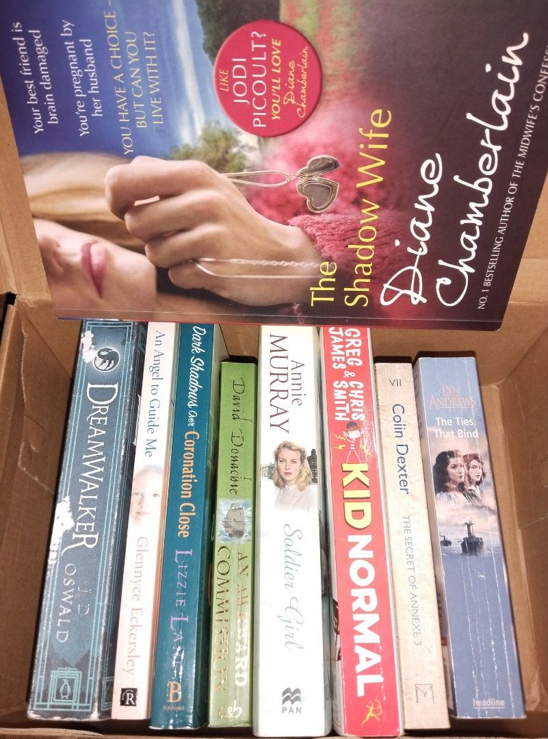 Take All Bundle (Category: Storybooks) located in Paranaque City. Submitted by realven (Listing ID 1456277602, Image 1). Description: - Bundle of 8 books - Includes: 'The Shadow Wife' by Diane Chamberlain, 'Soldier Girl' by Annie Murray - Also features books by Lizzie Lane, David Donachie, Greg & Chris Smith, Colin Dexter, and Lynn Andrews - Great collection for any book lover - Ideal for your next reading adventure.
