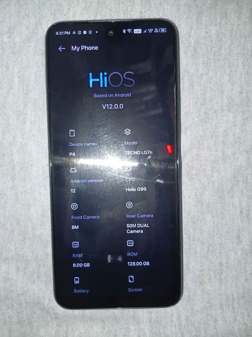 Tecno Pova 4 (8/128) (Category: Android Others) located in Caloocan City. Submitted by swiftphoenix_28d724 (Listing ID 1456419696, Image 1). Description: Tecno Pova 4 (8GB + 128GB) The Tecno Pova 4 delivers smooth performance and massive battery life in an affordable package. Processor: MediaTek Helio G99 RAM & Storage: 8GB RAM + 128GB storage Display: 6.82" HD+ display (90Hz refresh rate) Battery: 6,000 mAh with 18W fast charging Main Camera: 50