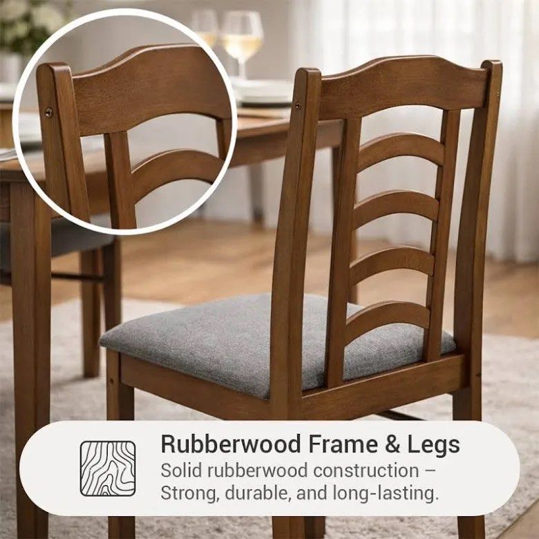 Tessa Dining Rubberwood Chair - 3pcs Bundle (Category: Chairs) located in Pasig City. Submitted by enzo_ds (Listing ID 1456345868, Image 3). Description: Mandaue Foam Tessa wood chair (3pcs) (3 for the price of 1) RFS: upgraded/updated our dinner set Measurement: Width: 40 cm Depth: 52 cm Height: 89 cm Seat Height: 48 cm Materials: Upholstered seat with polyester fabric & Rubber wood frames & legs Condition of chair cushion: no stains but with sl