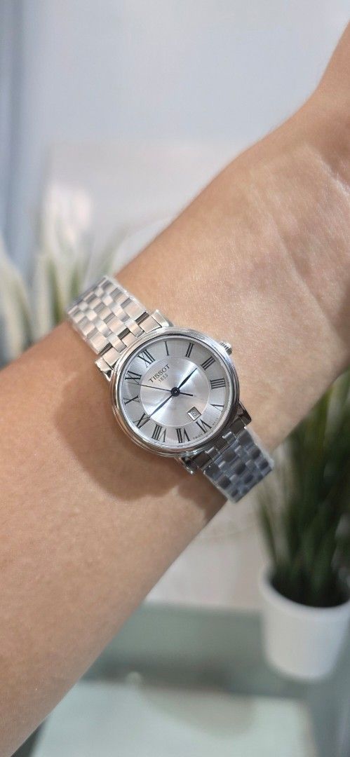 Tissot Carson Premium (30mm) (Category: Luxury Watches) located in Manila. Submitted by dmnd.pr (Listing ID 1456291797, Image 3). Description: - Classic Tissot watch - Silver stainless steel band - White dial with Roman numeral hour markers - Comes with original Tissot box and full links - Includes warranty card (registerable) - Versatile for daily wear or special events BNEW/SRP: PHP 27,450 My SP: PHP 15,500 .