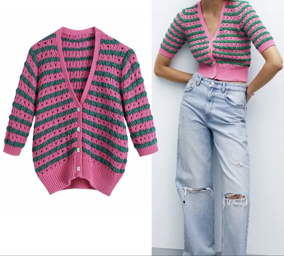 Unbranded striped open-knit cardigan (Category: Others Tops) located in San Simon. Submitted by katechicha96 (Listing ID 1456339583, Image 2). Description: .