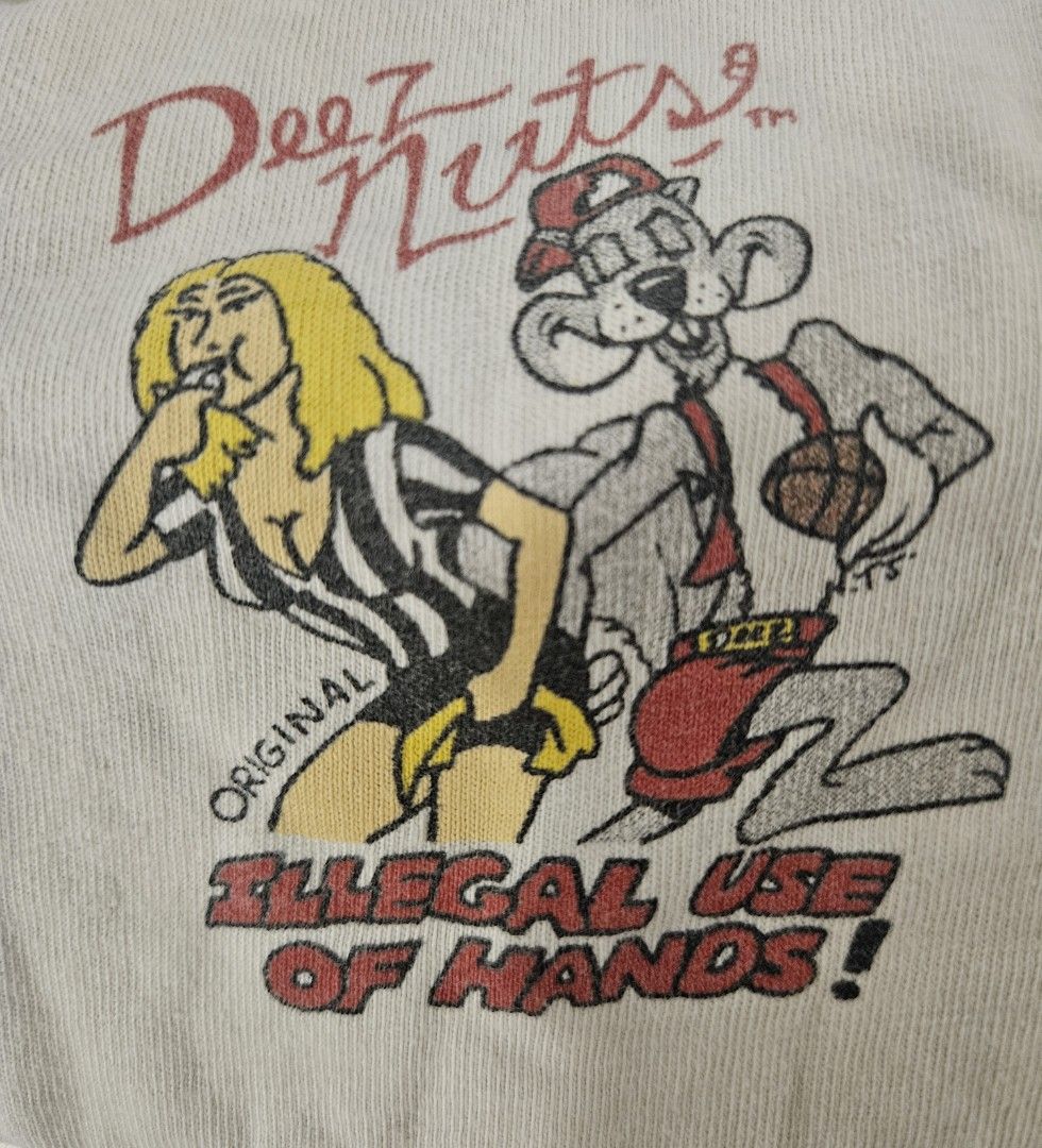 Vintage 90's Deez Nuts graphic shirt (Category: Tshirts & Polo Shirts ) located in Manila. Submitted by n0miss (Listing ID 1456348200, Image 3). Description: Vintage 90's Deez Nuts graphic shirt Best fit medium to large. Oversized fit. Dimes: length: 27 width: 21.5 400.