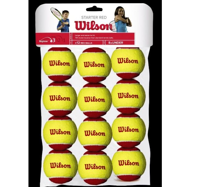 WILSON RED TENNIS BALL STARTER 12-PACK (Category: Racket and Ball Sports) located in Pasig City. Submitted by sriplace (Listing ID 1456251954, Image 1). Description: Engineered for competitive 10-and-under play, the Red Tennis Ball Starter is ideal for developing juniors who prefer a slower ball with less bounce. Easier to hit than a regular tennis ball, this red tournament ball maximizes capacity for growth and improvement on a variety of tennis