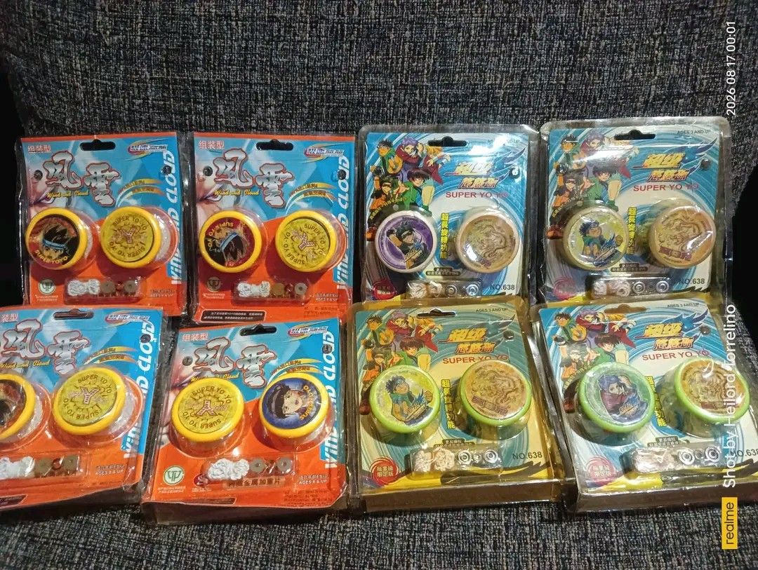 Wind & Cloud Super Yo-yo Set (Category: Action & Battle Toys) located in Caloocan City. Submitted by htorrelino (Listing ID 1456335865, Image 1). Description: -100 each - Set of Wind & Cloud Super Yo-yos - Each pack contains 2 yo-yos and accessories - Ideal for yo-yo enthusiasts - Multiple designs available.