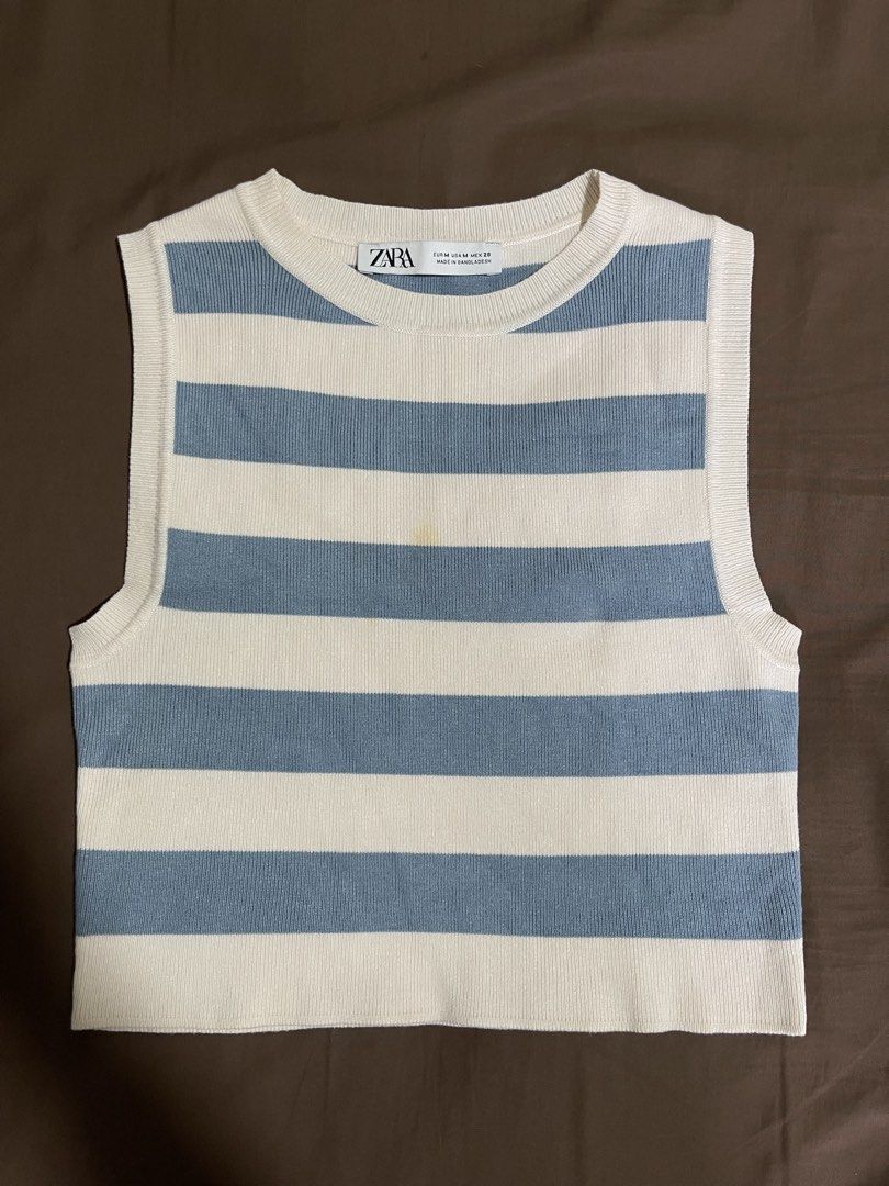 Zara Striped Sleeveless Knit Top Size M (Category: Sleeveless) located in Manila. Submitted by konobread (Listing ID 1456414754, Image 1). Description: wts lfb 🌟 zara short sleeved knit top size: M selling for: ₱200 see photo for issues j&t / sdd — buyer shoulders sf rfs: need funds / decluttering manage your expectations loc: parañaque dm if interested ! 💌 .