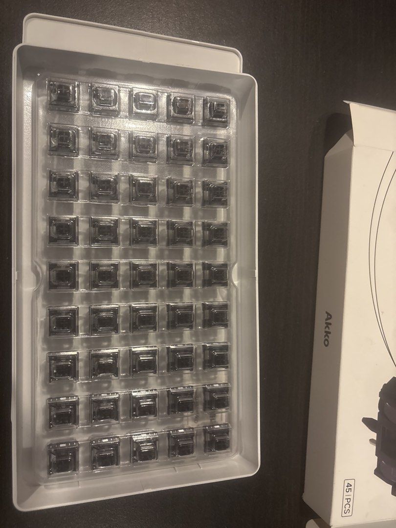 Akko Creamy Black Pro V3s (45pc) (Category: Computer Keyboard) located in Makati City. Submitted by deebonaparte (Listing ID 1456543237, Image 3). Description: As stated. Brand new, unused. Five pin. Accepting payments by GCash or Maya. Thanks!.