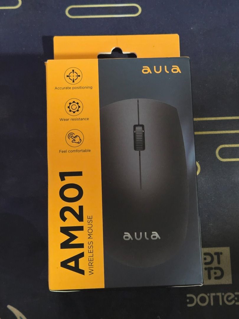 Aula AM201 Wireless Mouse (Category: Mouse & Mousepads) located in Manila. Submitted by Maaku_ (Listing ID 1456572079, Image 2). Description: For Sale: Aula AM201 Wireless Mouse RFS: Decluttering. Details: • Transmission method:2.4GHz • Transmission distance: 10M • Resolution: 1200 DPI • Voltage and current: DC 1.5/13mA • System Requirements: Microsoft Windows®2000/WIN XP/WIN7/WIN8/WIN10 Issue/Condition: - No issue, works perfectly Inclusions: - 
