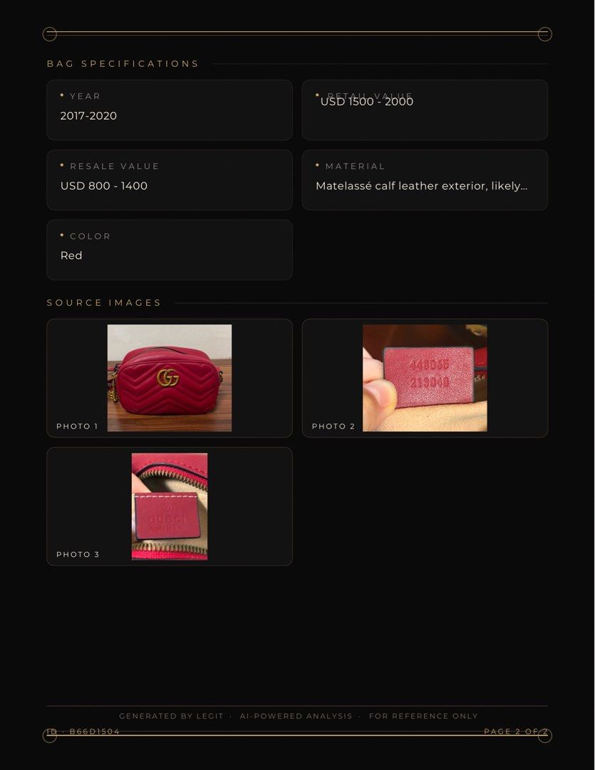 Authentic Gucci Marmont Matellase Mini (Category: Luxury Bags & Wallets) located in Del Monte. Submitted by ckcf_boutique2012 (Listing ID 1454273827, Image 3). Description: ✨ TIMELESS. ICONIC. UNMISTAKABLY GUCCI. ✨ Meet the Gucci Marmont Matelassé Mini Bag in radiant red ❤️ With Certificate of Authenticity A statement piece designed to elevate every look, featuring: • Signature chevron matelassé leather • Iconic Double G hardware • Adjustable cha