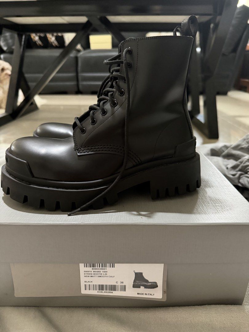Balenciaga Strike Bootie New Matte Smooth Calf (Category: Boots) located in Quezon City. Submitted by jjono (Listing ID 1456488501, Image 3). Description: - Brand: Balenciaga - Model: Strike Boots - Color: Black - Size: EU 36 - Inclusions: Original box, Dust bag - Bought abroad, used once only - Slightly negotiable for sure buyers .