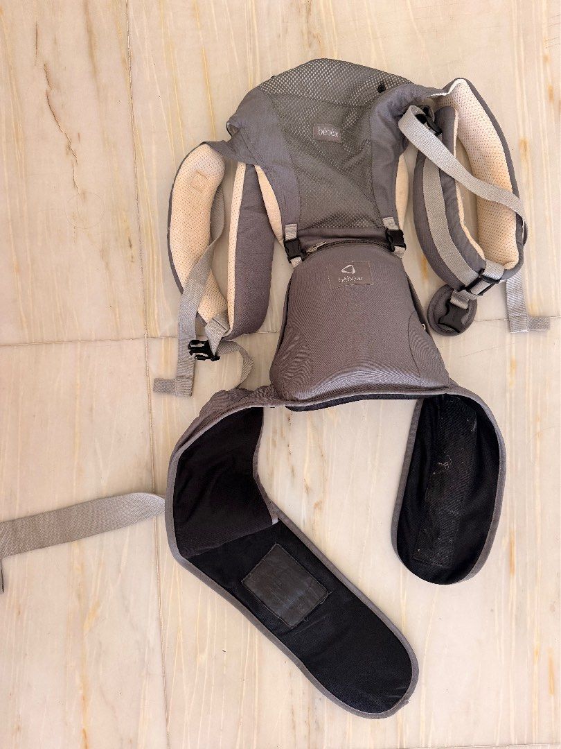 Bebebear Hipseat Baby Carrier Grey (Category: Carriers & Slings) located in Makati City. Submitted by chiquitita__ (Listing ID 1456603662, Image 2). Description: - Grey baby carrier - Adjustable straps for custom comfort - Breathable mesh panel for ventilation - Multiple buckles ensure a secure fit - Waist support for parent's comfort - Ideal for carrying baby while on the go.