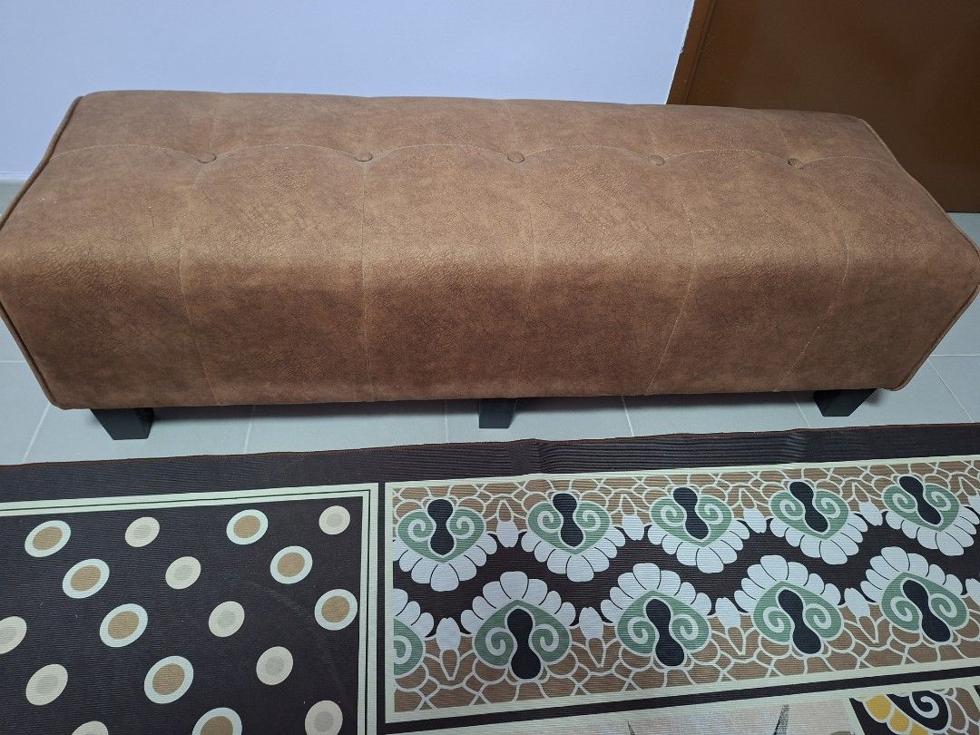 Bench (Category: Chairs) located in Singapore. Submitted by kindnessisgold (Listing ID 1456487705, Image 3). Description: - Comfortable seating: Fabric provides a soft and cushioned seating surface, enchancing comfort for extended use. - Durability: High quality fabrics are resilient and can withstand wear and tear, ensuring long lasting use. - Stable Support: The 4 Fibre legs provide a stable and sturdy base preventing wobbling and ensuring safe