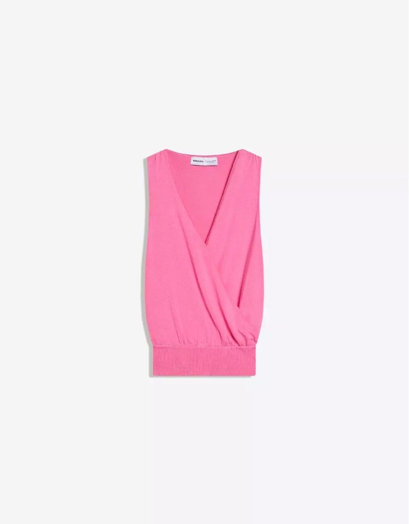 Bershka wrap pink top with sash BNWT (Category: Sleeveless) located in Quezon City. Submitted by hanwardrobe (Listing ID 1456507031, Image 3). Description: -size small bnew with tag 🩷.