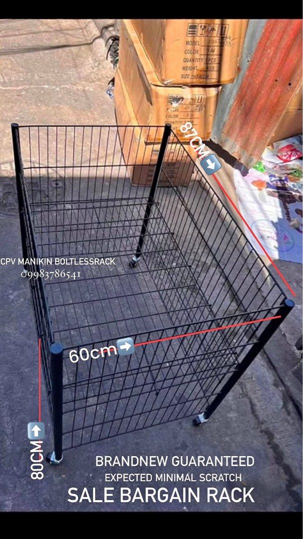 Black Bargain rack (Category: Storage Boxes & Baskets) located in Manila. Submitted by shelvingstoreandmore (Listing ID 1456544908, Image 1). Description: BRANDNEW Retail price posted already No to last price Can SHIPP nationwide Full cod for metro Manila bulacan and rizal Province payment first .