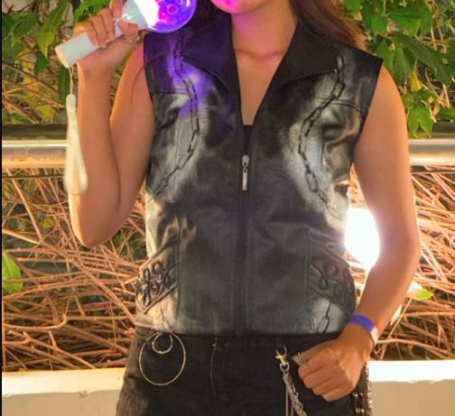 Black Sleeveless Vest with Silver Chain design (Category: Sleeveless) located in Rodriguez. Submitted by jaikeuhoon (Listing ID 1456479033, Image 2). Description: BLACK SILVER Leather Sleeveless Jacket Vest Upcycled Reworked Beaded Chain Top Last price: ₱349 - Fits S to M s - 1 of 1 design! MOP: GCash | MOD: J&T / Lalamove.