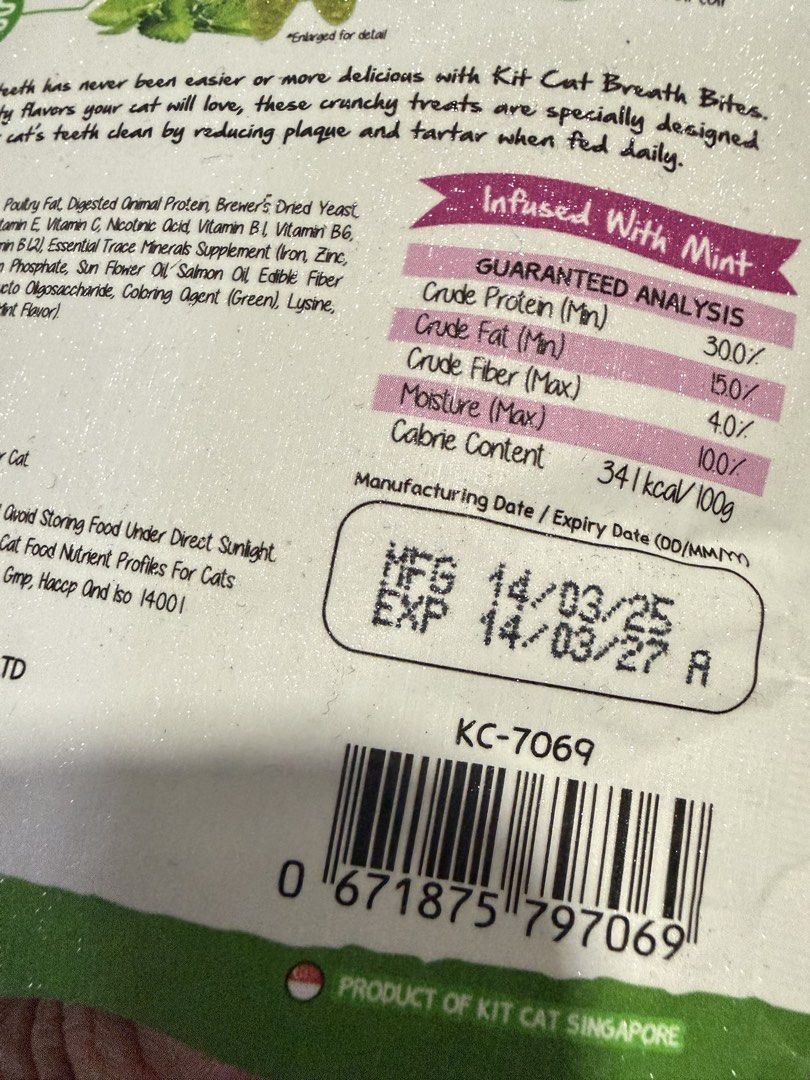 Breath Bites Lamb Flavor (Category: Pet Food) located in Manila. Submitted by mal.eficent (Listing ID 1456552932, Image 3). Description: Breath Bites for Cats Bought in •sho••pee for 91 per pack Selling this for 70 per pack Expiry March 14 2027 *Check my other posts please.. Meetups or pickup in BGC only. Buyer may arrange pickup. #breathbites #cattreats .