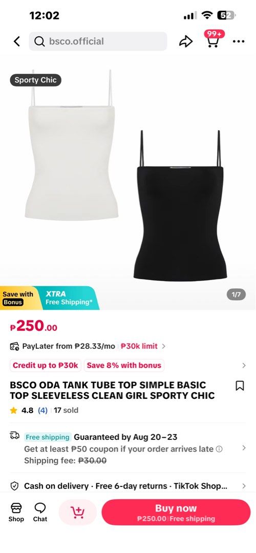BSCO Oda body hugging tank top (Category: Sleeveless) located in Manila. Submitted by curateeeddd (Listing ID 1456452054, Image 2). Description: .