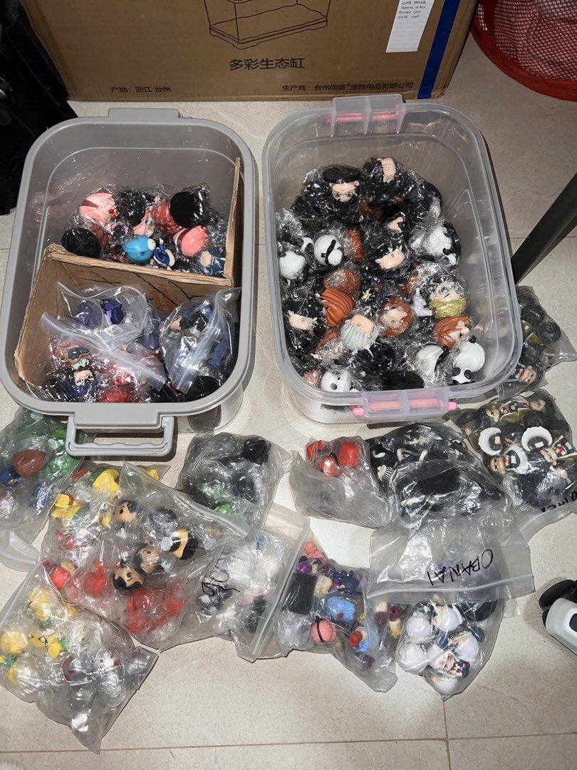BUNDLE Action Figures (all storage size S M L) 7 tubs (Category: Craft Supplies & Tools) located in Manila. Submitted by jaeeunkookie (Listing ID 1456535095, Image 1). Description: BUNDLE Action Figures (Demon Slayer, Jujutsu Kaisen, One Piece, Reincarnated as a Slime, Naruto, Marvel) NOTE: Storage not included (add 150 for storage inclusion) INCLUSION: Random figures and in good condition and some are still sealed. Not used. All figures inside. 