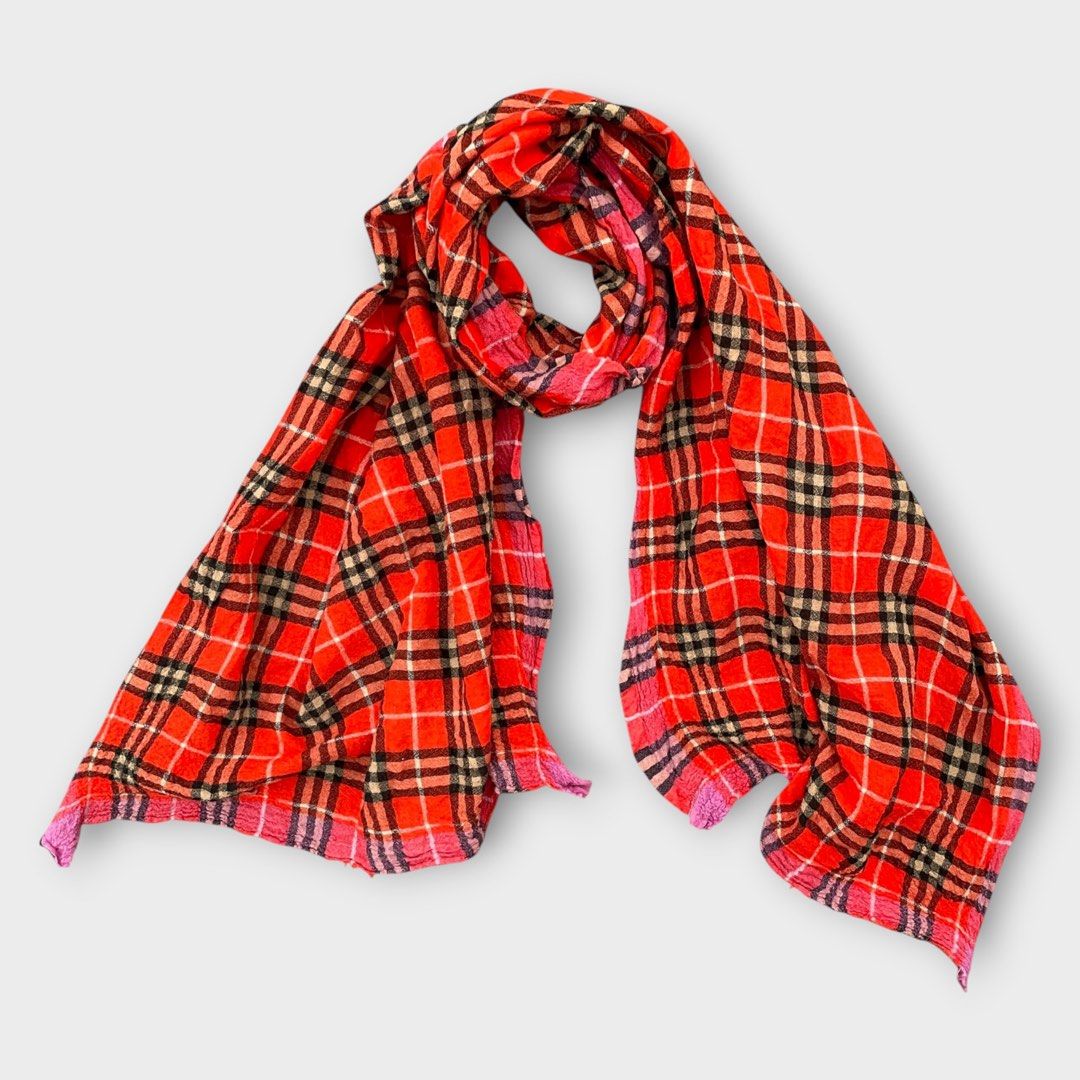 Burberry - Multicolor Nova Check Wool/Silk Scarf (Category: Scarves) located in Los Banos. Submitted by declutterking (Listing ID 1456589779, Image 2). Description: One size • multicolor nova check • 51% wool | 49% Silk Dimensions: 70" length 23" width Good as new condition Authentic.