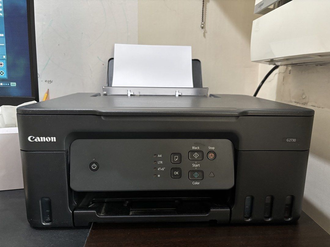 Canon G2730 All-in-One Ink Tank Printer (Category: Printers, Scanners & Copiers) located in Paranaque City. Submitted by yasemv (Listing ID 1456500318, Image 2). Description: - Canon G2730 Printer - Ink Tank System for cost-effective printing. Just refilled the black, yellow and magenta colors - Black and Color printing capabilities - User-friendly front panel with Power, Stop, Start, and OK buttons - Wired connection RFS: Upgrading .
