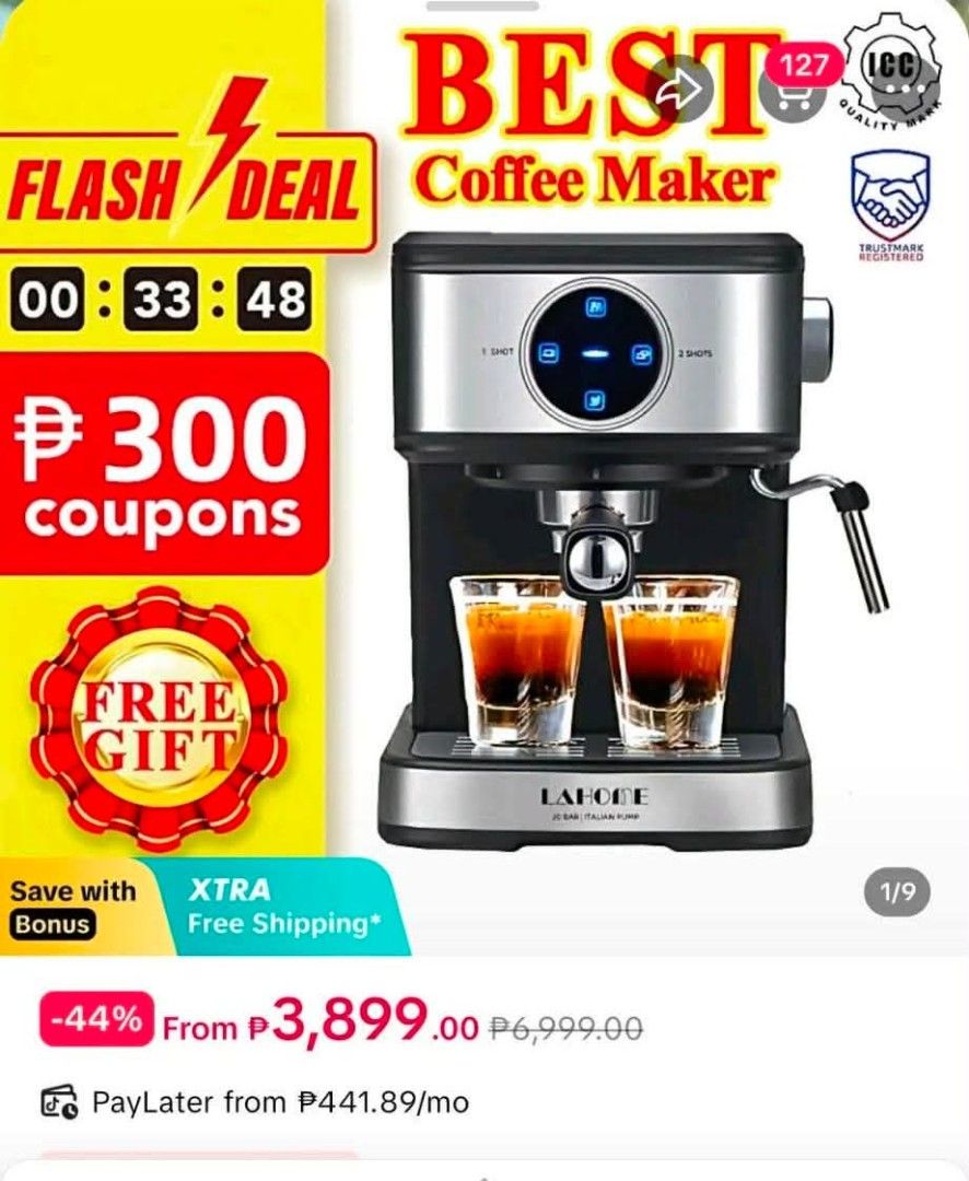 COFFEE MAKER / ESPRESSO MACHINE (Category: Coffee Machines & Makers) located in Manila. Submitted by matchakitkat_26 (Listing ID 1456518523, Image 1). Description: Brand New, Unused.