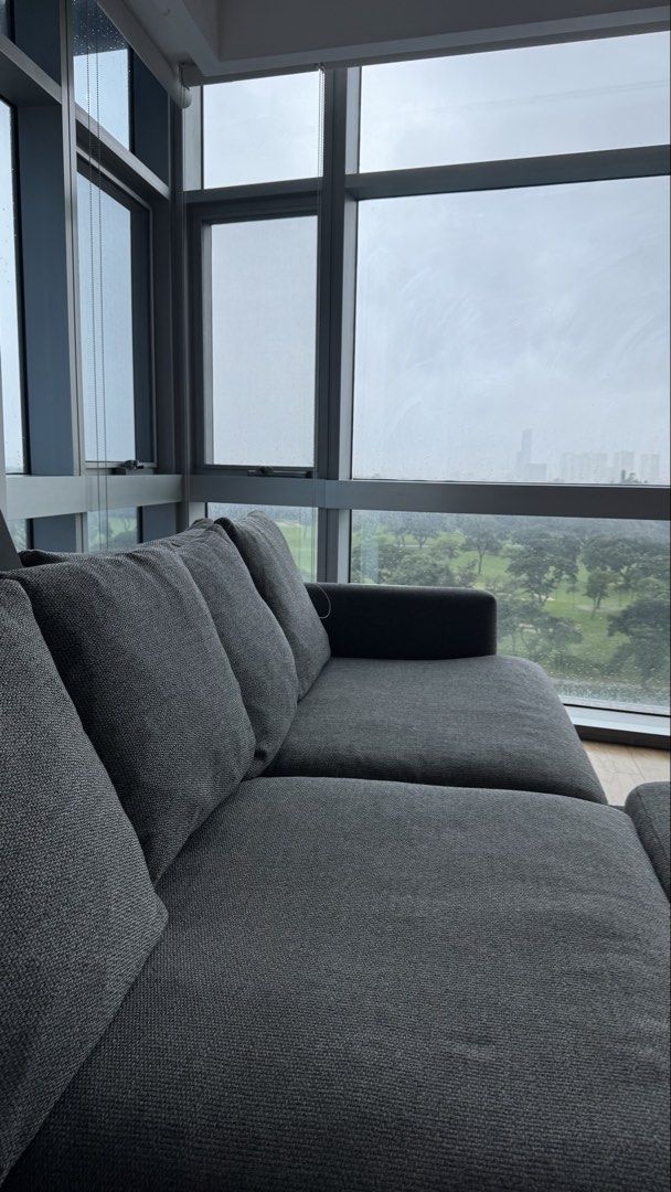 Crate & Barrel L-Shaped Sectional Sofa with Ottoman (Category: Sofas) located in Manila. Submitted by yen.mo (Listing ID 1456488191, Image 3). Description: Crate & Barrel L shaped Sofa with Ottoman Estimate the original retail price was likely in the ₱450k–₱550k range. Features: ✔ Authentic Crate & Barrel ✔ Includes matching ottoman (footstool) ✔ Spacious modular sectional design ✔ Soft, durable gray fabric upholstery ✔ Deep, plush, and comfortab