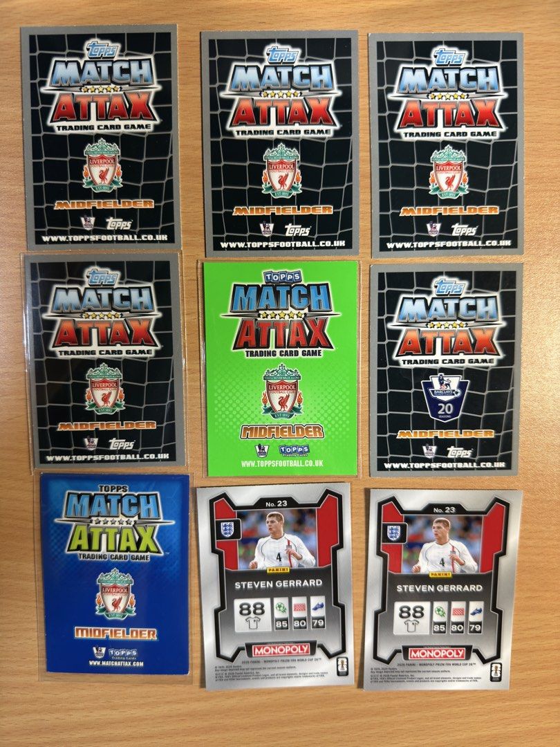 Gerrard card (Category: Raw Cards) located in Singapore. Submitted by velour (Listing ID 1456549708, Image 2). Description: Hi, I’m selling the following: Steven Gerrard match attack and prizm Liverpool: 2011 -12 Topps Match Attax limited edition - $12 each 2011 -12 Topps Match Attax base - $1 2010-11 Topps Match Attax Star Player - $2 2012 Match Attax Extra Golden Gold - $10 2008-09 Topps Match Attax Star Player - $2 England: 2026 panini Prizm m